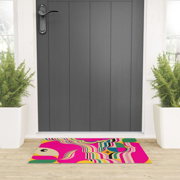 Pinky Groovy Girl and Landscape Welcome Mat Gallery Image 3