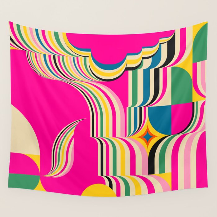 Pinky Groovy Girl and Landscape Wall Tapestry Gallery Image 4