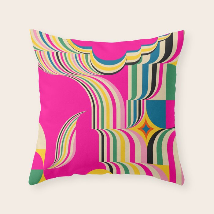 Pinky Groovy Girl and Landscape Throw Pillow Gallery Image 6