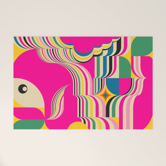 Pinky Groovy Girl and Landscape Welcome Mat Gallery Image 1