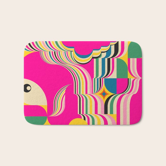 Pinky Groovy Girl and Landscape Bath Mat Gallery Image 1