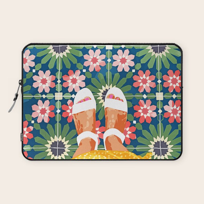 For The Love of Tiles | Moroccan Modern Bohemian Décor | Exotic Travel Watercolor Painting Laptop Sleeve Gallery Image 1