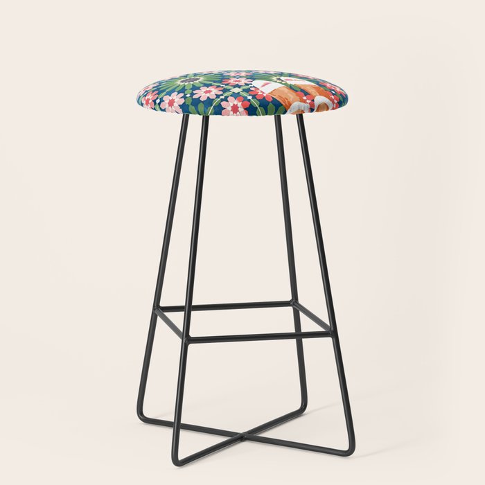 For The Love of Tiles | Moroccan Modern Bohemian Décor | Exotic Travel Watercolor Painting Stool Gallery Image 1