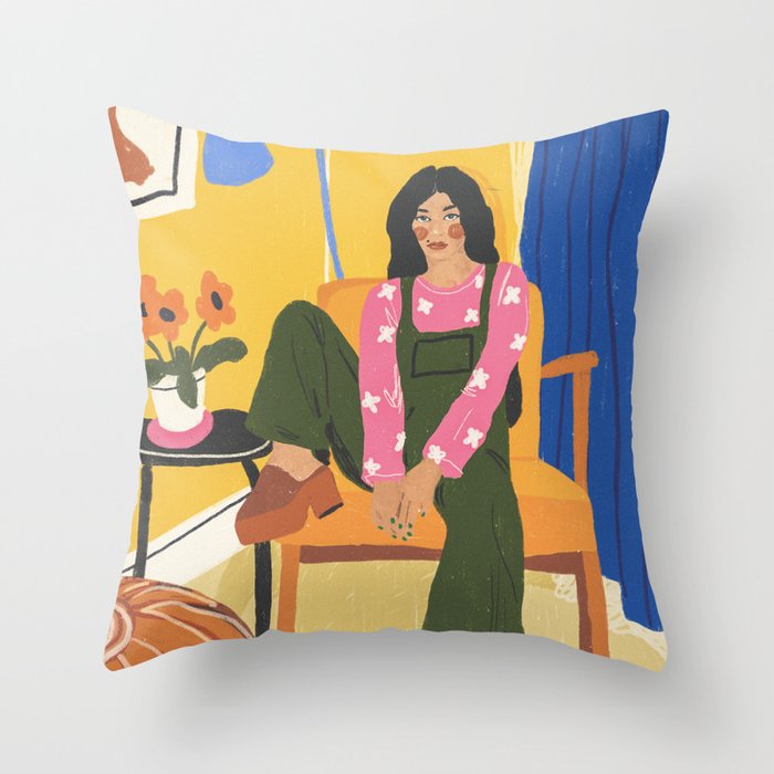 70s babe Throw Pillow Gallery Image 1