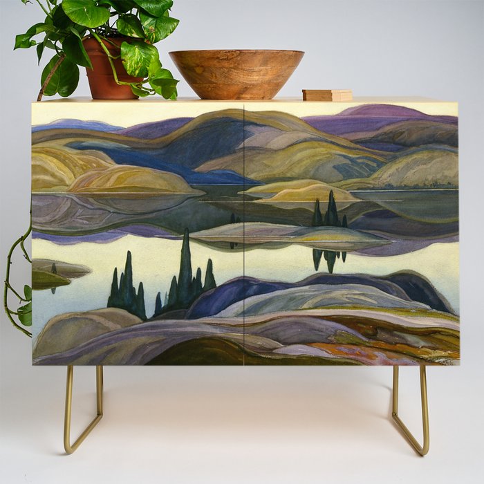 Canadian Landscape Franklin Carmichael Art Nouveau Post-Impressionism Mirror Lake Credenza Gallery Image 1