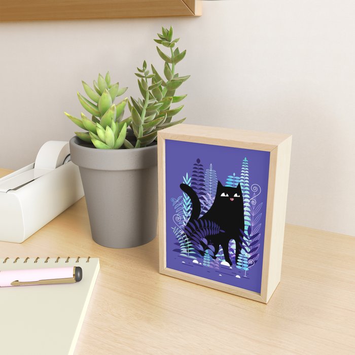 The Ferns (Black Cat Version) Mini Art Print Gallery Image 2