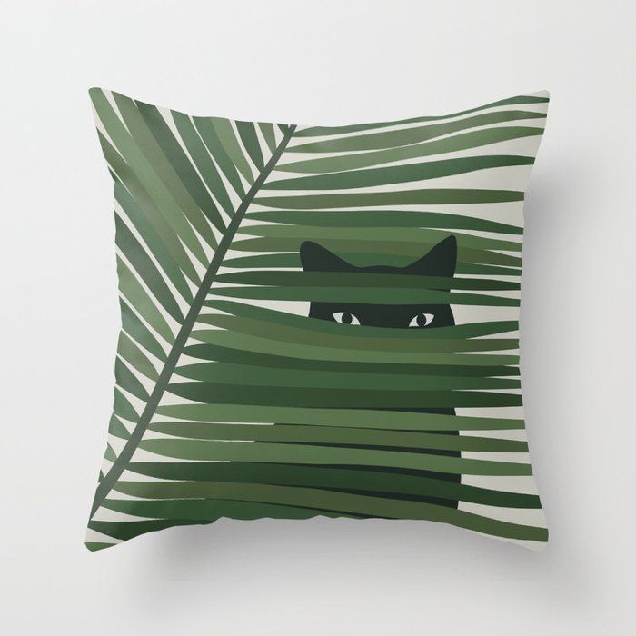 Cat and Plant 53 Throw Pillow Gallery Image 1
