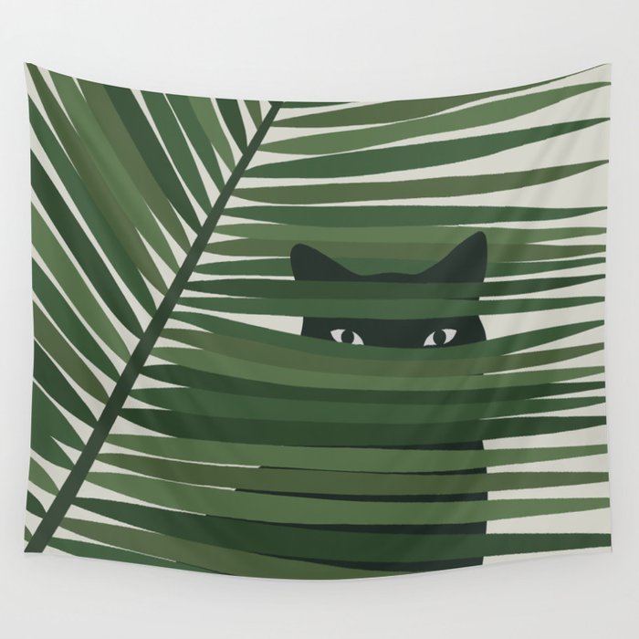 Cat and Plant 53 Wall Tapestry Gallery Image 1
