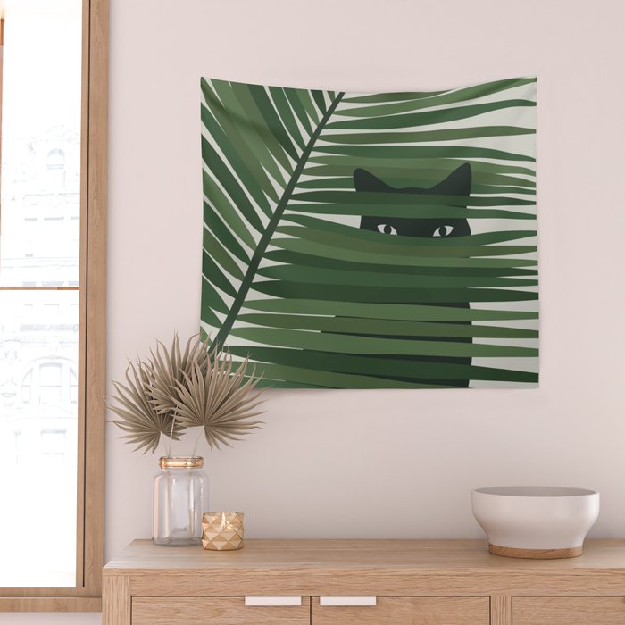 Cat and Plant 53 Wall Tapestry Gallery Image 2