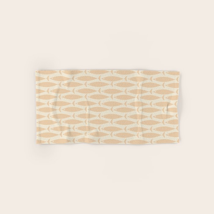 Neutral Mid Century Modern Fish Minimalist Light Scandi Coastal Pattern Bath Towel Gallery Image 1