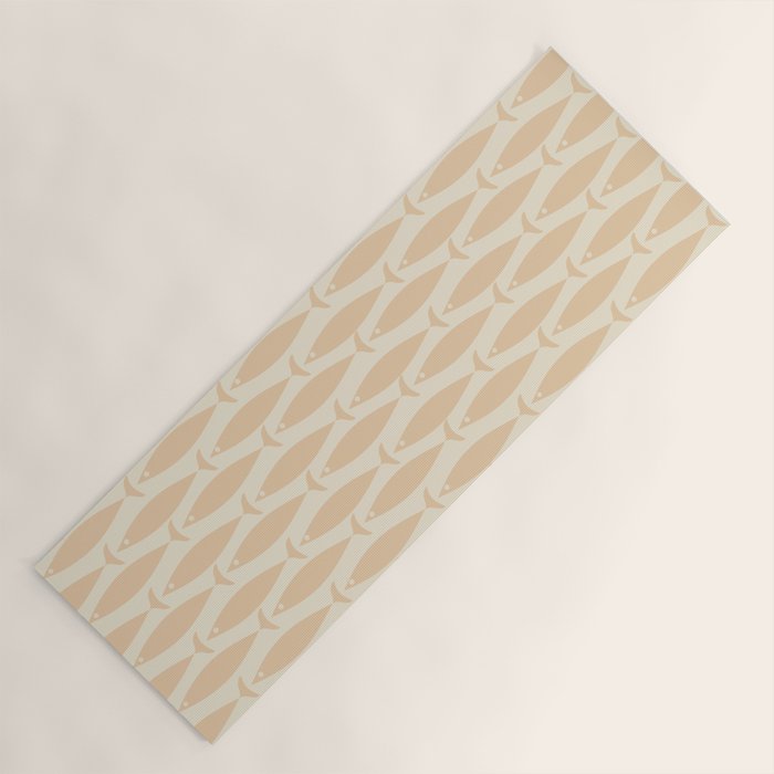 Neutral Mid Century Modern Fish Minimalist Light Scandi Coastal Pattern Yoga Mat Gallery Image 1