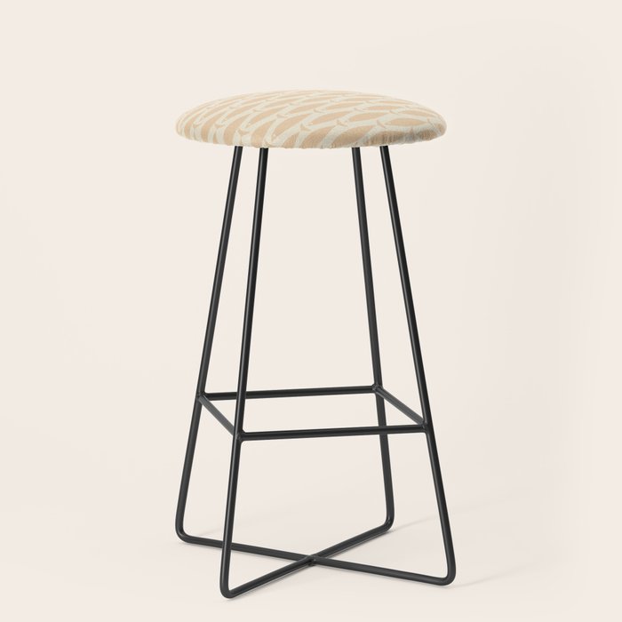 Neutral Mid Century Modern Fish Minimalist Light Scandi Coastal Pattern Stool Gallery Image 1