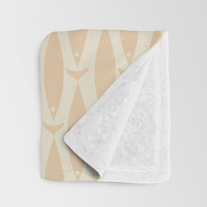 Neutral Mid Century Modern Fish Minimalist Light Scandi Coastal Pattern Throw Blanket Gallery Image 3