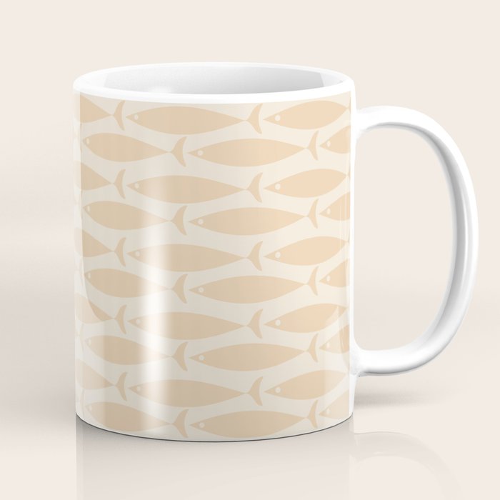 Neutral Mid Century Modern Fish Minimalist Light Scandi Coastal Pattern Coffee Mug Gallery Image 1