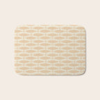Neutral Mid Century Modern Fish Minimalist Light Scandi Coastal Pattern Bath Mat Gallery Image 1