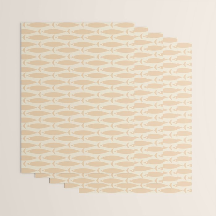 Neutral Mid Century Modern Fish Minimalist Light Scandi Coastal Pattern Wrapping Paper Gallery Image 3
