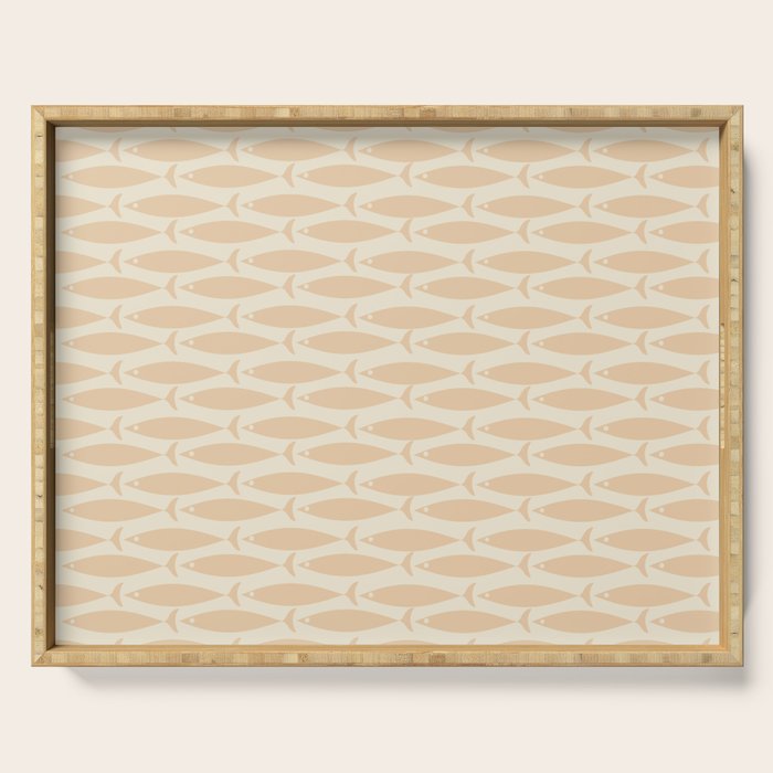 Neutral Mid Century Modern Fish Minimalist Light Scandi Coastal Pattern Serving Tray Gallery Image 1
