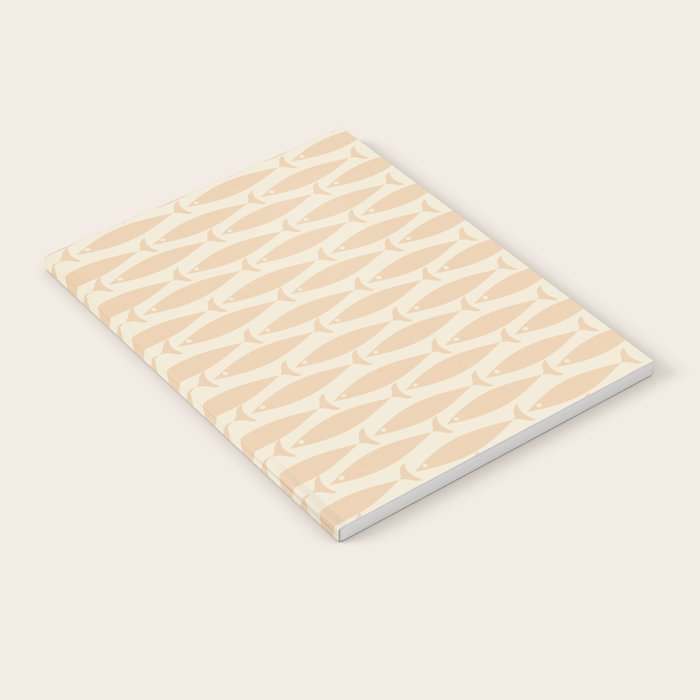 Neutral Mid Century Modern Fish Minimalist Light Scandi Coastal Pattern Notebook Gallery Image 2