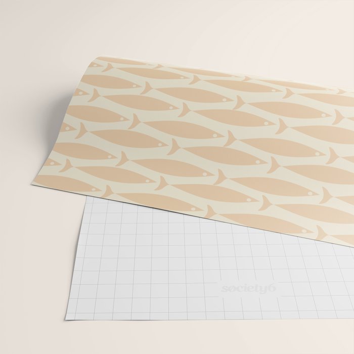 Neutral Mid Century Modern Fish Minimalist Light Scandi Coastal Pattern Wrapping Paper Gallery Image 2