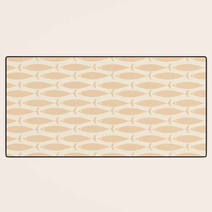 Neutral Mid Century Modern Fish Minimalist Light Scandi Coastal Pattern Desk Mat Gallery Image 3