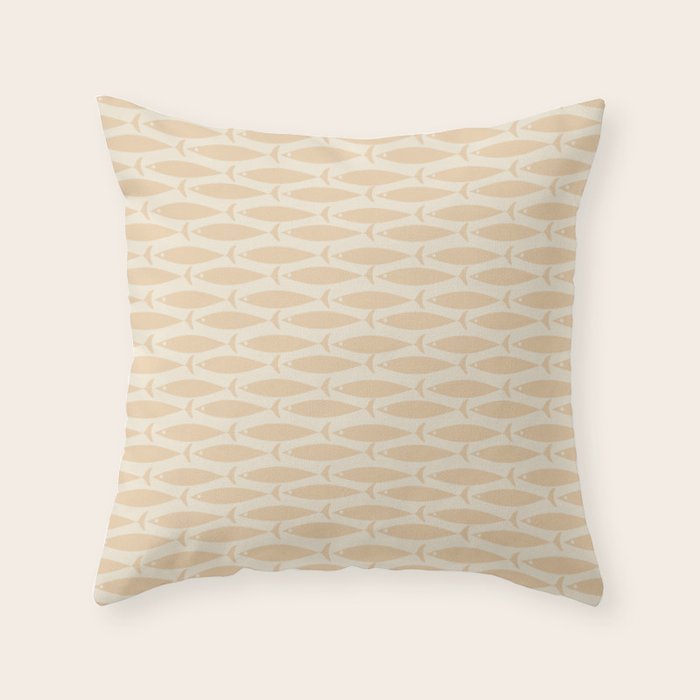 Neutral Mid Century Modern Fish Minimalist Light Scandi Coastal Pattern Throw Pillow Gallery Image 6