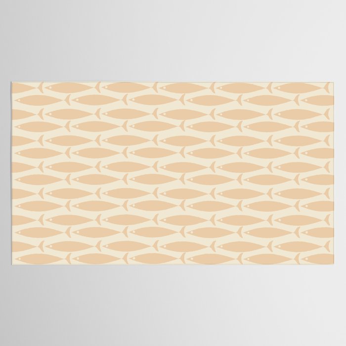 Neutral Mid Century Modern Fish Minimalist Light Scandi Coastal Pattern Tablecloth Gallery Image 2