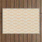 Neutral Mid Century Modern Fish Minimalist Light Scandi Coastal Pattern Outdoor Rug Gallery Image 1