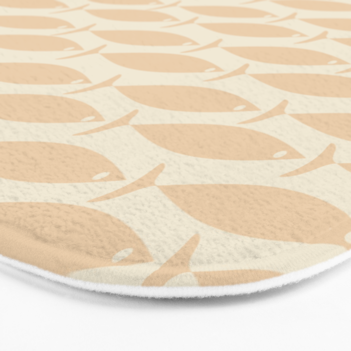 Neutral Mid Century Modern Fish Minimalist Light Scandi Coastal Pattern Bath Mat Gallery Image 3