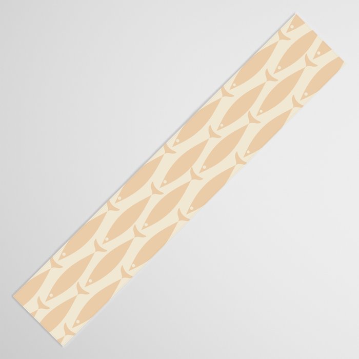 Neutral Mid Century Modern Fish Minimalist Light Scandi Coastal Pattern Table Runner Gallery Image 3