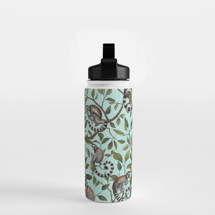 Lush Tropical Lemur Monkey Paradise Turquoise Water Bottle Gallery Image 2