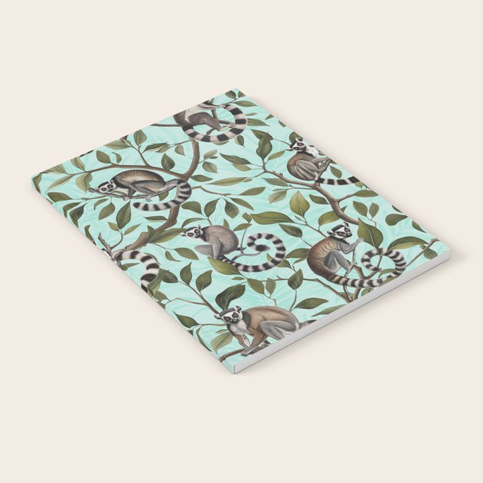 Lush Tropical Lemur Monkey Paradise Turquoise Notebook Gallery Image 1