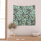 Lush Tropical Lemur Monkey Paradise Turquoise Wall Tapestry Gallery Image 2