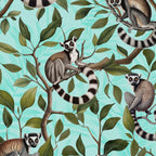 Lush Tropical Lemur Monkey Paradise Turquoise Coffee Mug Gallery Image 2