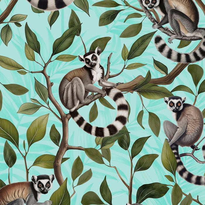 Lush Tropical Lemur Monkey Paradise Turquoise Coffee Mug Gallery Image 2