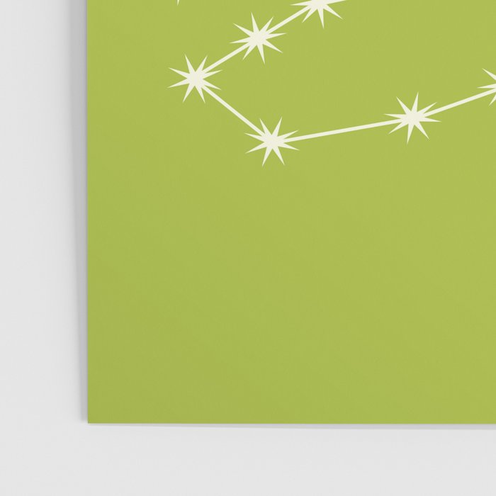 Scorpio Zodiac Star Constellation Line Art Chartreuse Green Poster Gallery Image 3