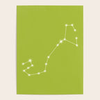 Scorpio Zodiac Star Constellation Line Art Chartreuse Green Poster Gallery Image 4