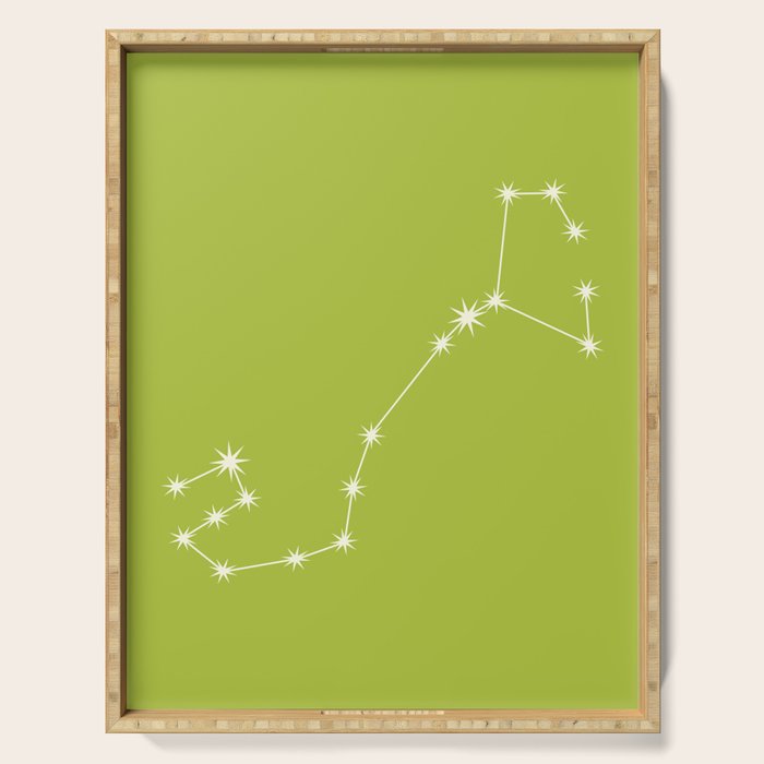 Scorpio Zodiac Star Constellation Line Art Chartreuse Green Serving Tray Gallery Image 1
