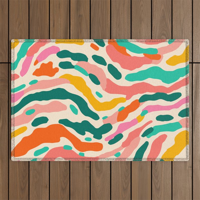 Colorful abstract tie dye stripe art pattern Outdoor Rug Gallery Image 1