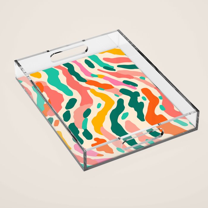 Colorful abstract tie dye stripe art pattern Acrylic Tray Gallery Image 1