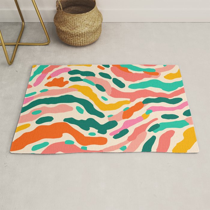 Colorful abstract tie dye stripe art pattern Rug Gallery Image 1
