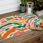 Colorful abstract tie dye stripe art pattern Outdoor Rug Gallery Image 2