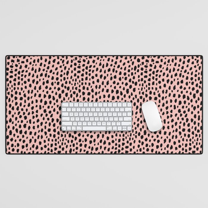 Pink and Black Dalmatian Spots (black/pink) Desk Mat Gallery Image 1