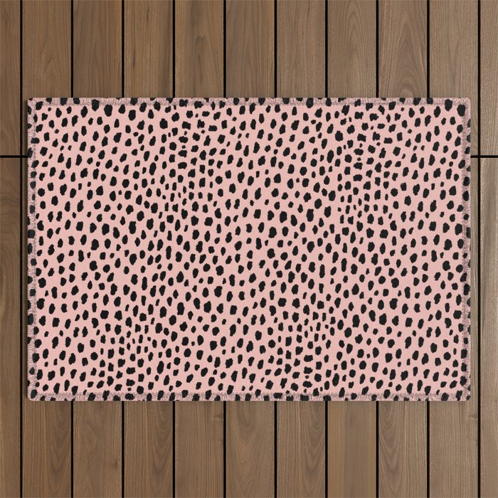 Pink and Black Dalmatian Spots (black/pink) Outdoor Rug Gallery Image 1