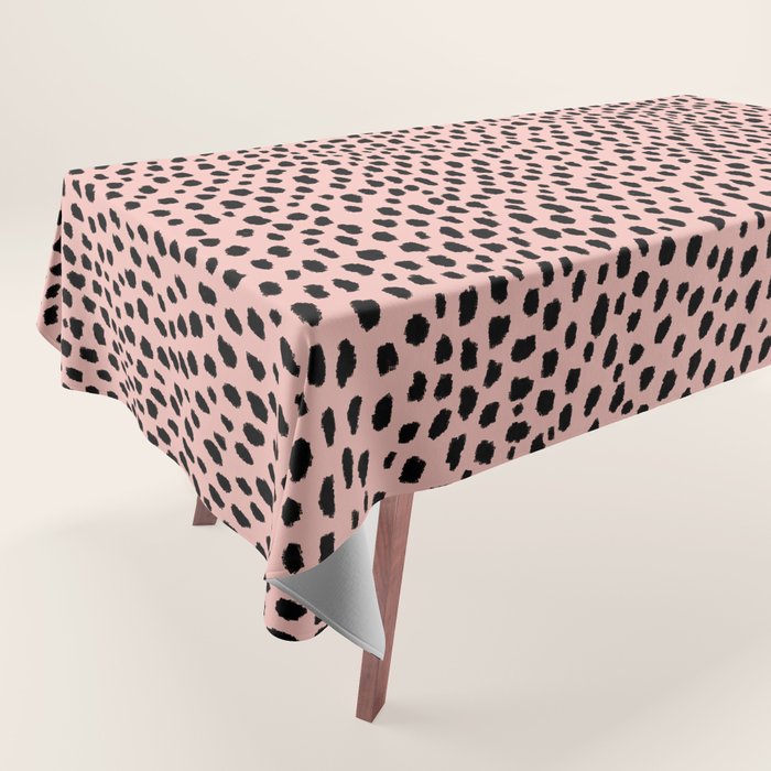 Pink and Black Dalmatian Spots (black/pink) Tablecloth Gallery Image 1