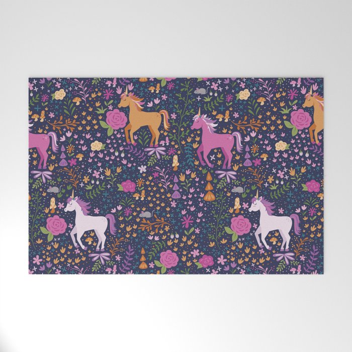 Unicorns Dancing in an Enchanted Garden Welcome Mat Gallery Image 1