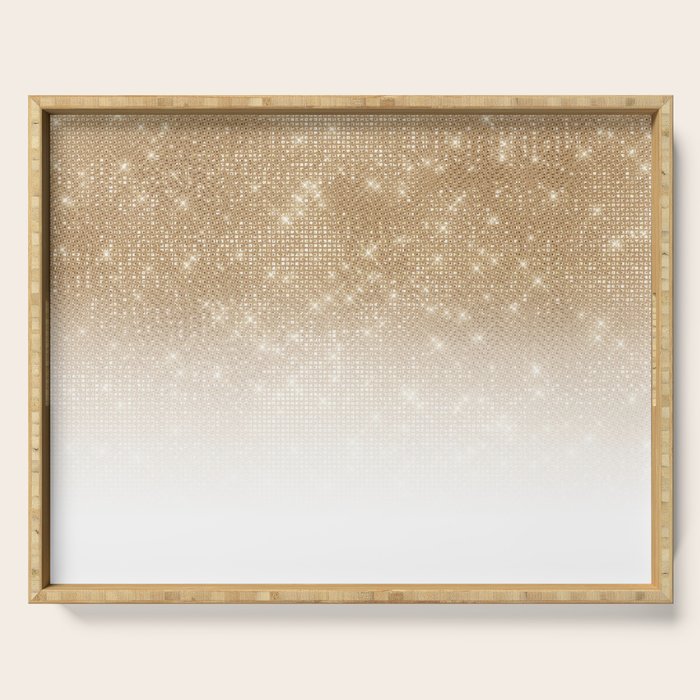 Glamorous Gold Glitter Sequin Ombre Gradient Serving Tray Gallery Image 1