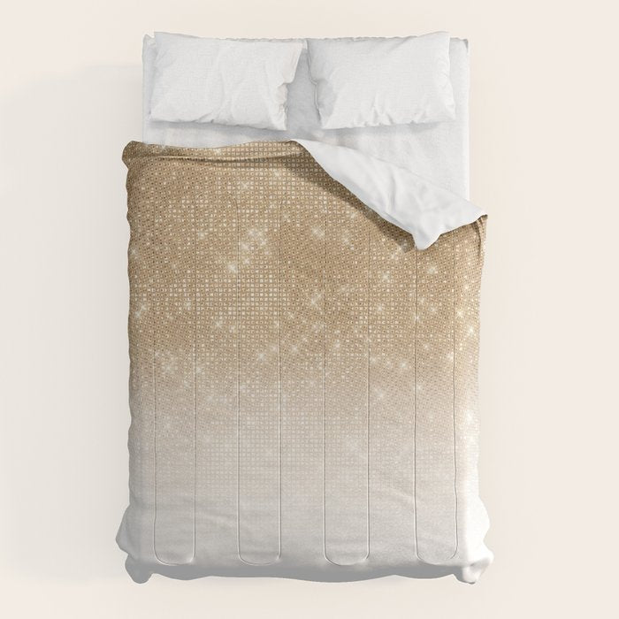 Glamorous Gold Glitter Sequin Ombre Gradient Comforter Gallery Image 6