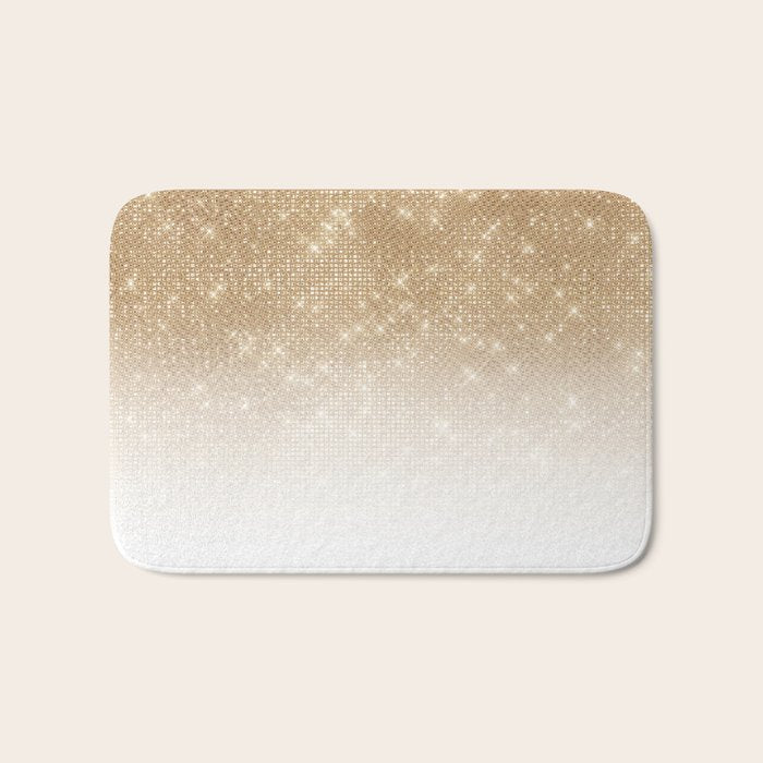 Glamorous Gold Glitter Sequin Ombre Gradient Bath Mat Gallery Image 1