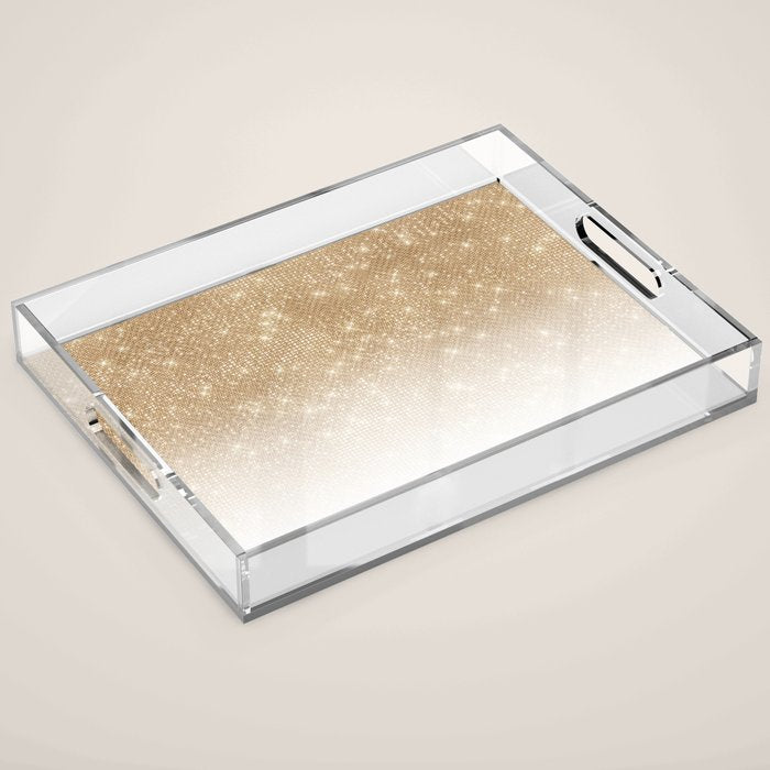 Glamorous Gold Glitter Sequin Ombre Gradient Acrylic Tray Gallery Image 1