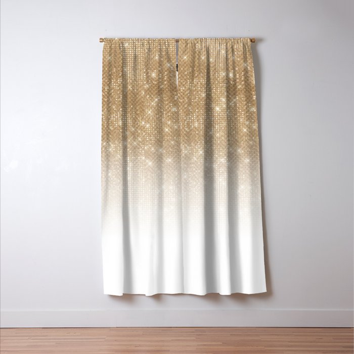 Glamorous Gold Glitter Sequin Ombre Gradient Window Curtain Gallery Image 3